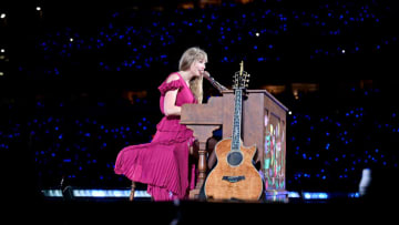 Taylor Swift performs on The Eras Tour at Lincoln Financial Field, not far from the Flyers' Wells Fargo Center. (Photo by Lisa Lake/TAS23/Getty Images for TAS Rights Management)