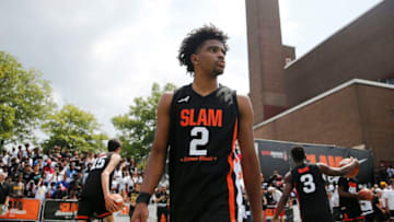 NEW YORK, NEW YORK - AUGUST 18: RJ Davis #2 of Team Zion looks on during the SLAM Summer Classic 2019 at Dyckman Park on August 18, 2019 in New York City. (Photo by Michael Reaves/Getty Images)
