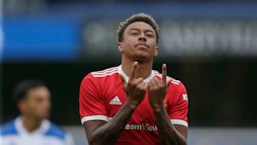 LONDON, ENGLAND - JULY 24: Jesse Lingard of Manchester United celebrates after scoring their first goal during the pre-season friendly match between Queens Park Rangers and Manchester United at The Kiyan Prince Foundation Stadium on July 24, 2021 in London, England. (Photo by Henry Browne/Getty Images)