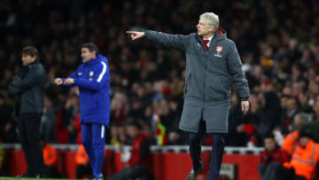 LONDON, ENGLAND - JANUARY 24: Arsene Wenger, Manager of Arsenal reacts during the Carabao Cup Semi-Final Second Leg at Emirates Stadium on January 24, 2018 in London, England. (Photo by Julian Finney/Getty Images)