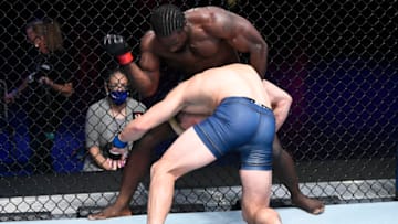 LAS VEGAS, NEVADA - SEPTEMBER 01: William Knight elbows Cody Brundage in a light heavyweight bout during week five of Dana White's Contender Series season four at UFC APEX on September 01, 2020 in Las Vegas, Nevada. (Photo by Chris Unger/DWCS LLC/Zuffa LLC)