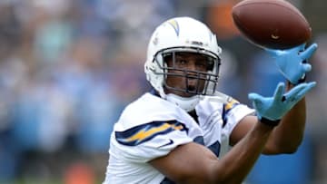 Jun 14, 2016; San Diego, CA, USA; San Diego Chargers tight end Antonio Gates (85) catches a pass during minicamp at Charger Park. Mandatory Credit: Jake Roth-USA TODAY Sports