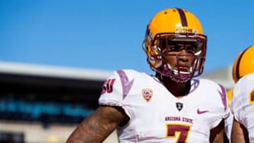 Nov 28, 2014; Tucson, AZ, USA; Arizona State Sun Devils defensive back Damarious Randall (3) against the Arizona Wildcats during the 88th annual territorial cup at Arizona Stadium. Mandatory Credit: Mark J. Rebilas-USA TODAY Sports
