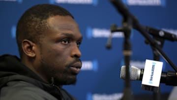 Former Duke basketball player Luol Deng sits down for SiriusXM's Town Hall With Hall Of Fame Coach Mike Krzyzewski at Bill Brill Media Room in Cameron Indoor Stadium on May 31, 2018, in Durham, North Carolina. (Photo by Lance King/Getty Images for SiriusXM)