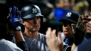 SAN FRANCISCO, CALIFORNIA - APRIL 26: DJ LeMahieu #26 of the New York Yankees celebrates scoring a run during the fifth inning against the San Francisco Giants at Oracle Park on April 26, 2019 in San Francisco, California. (Photo by Daniel Shirey/Getty Images)