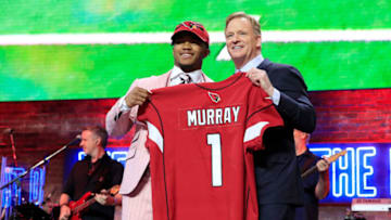 NASHVILLE, TENNESSEE - APRIL 25: Kyler Murray Oklahoma poses with NFL Commissioner Roger Goodell after he was picked #1 overall by the Arizona Cardinals during the first round of the 2019 NFL Draft on April 25, 2019 in Nashville, Tennessee. (Photo by Andy Lyons/Getty Images)