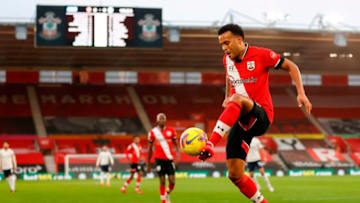 Southampton's English defender Ryan Bertrand controls the ball during the English Premier League football match between Southampton and Manchester City at St Mary's Stadium in Southampton, southern England on December 19, 2020. (Photo by Adrian DENNIS / POOL / AFP) / RESTRICTED TO EDITORIAL USE. No use with unauthorized audio, video, data, fixture lists, club/league logos or 'live' services. Online in-match use limited to 120 images. An additional 40 images may be used in extra time. No video emulation. Social media in-match use limited to 120 images. An additional 40 images may be used in extra time. No use in betting publications, games or single club/league/player publications. / (Photo by ADRIAN DENNIS/POOL/AFP via Getty Images)