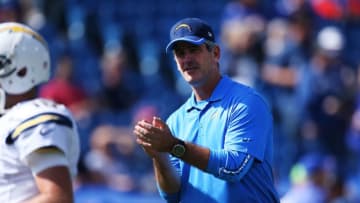 ORCHARD PARK, NY - SEPTEMBER 21: Former Buffalo Bills quarterback and current offensive coordinator Frank Reich watches warm-ups before the game against the Buffalo Bills at Ralph Wilson Stadium on September 21, 2014 in Orchard Park, New York. (Photo by Tom Szczerbowski/Getty Images)