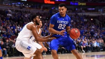 Nov 17, 2015; Chicago, IL, USA; Kentucky Wildcats guard Jamal Murray (23) dribbles the ball against the Duke Blue Devils during the first half at United Center. Mandatory Credit: Mike DiNovo-USA TODAY Sports
