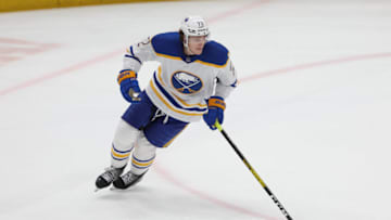 WASHINGTON, DC - JANUARY 03: Tage Thompson #72 of the Buffalo Sabres skates against the Washington Capitals during the third period at Capital One Arena on January 3, 2023 in Washington, DC. (Photo by Patrick Smith/Getty Images)