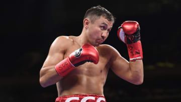 NEW YORK, NEW YORK - JUNE 08: Gennady Golovkin of Kazakhstan warms up for his fight against Steve Rolls of Canada before their Super Middleweights fight at Madison Square Garden on June 08, 2019 in New York City. (Photo by Sarah Stier/Getty Images)