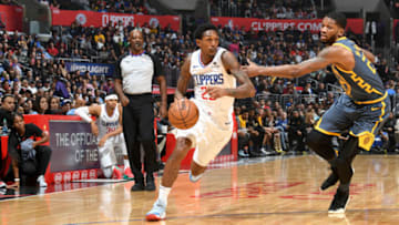 LOS ANGELES, CA - NOVEMBER 12: Lou Williams #23 of the LA Clippers handles the ball against the Golden State Warriors on November 12, 2018 at STAPLES Center in Los Angeles, California. NOTE TO USER: User expressly acknowledges and agrees that, by downloading and/or using this photograph, user is consenting to the terms and conditions of the Getty Images License Agreement. Mandatory Copyright Notice: Copyright 2018 NBAE (Photo by Andrew D. Bernstein/NBAE via Getty Images)