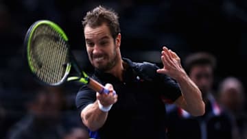PARIS, FRANCE - OCTOBER 30: Richard Gasquet of France competes against Benoit Paire of France during Day 1 of the Rolex Paris Masters held at the AccorHotels Arena on October 30, 2017 in Paris, France. (Photo by Dean Mouhtaropoulos/Getty Images)