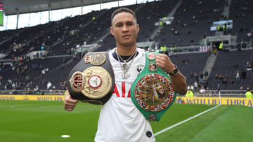 LONDON, ENGLAND - OCTOBER 19: Boxer Regis Prograis poses for a photograph by the pitch ahead of the Premier League match between Tottenham Hotspur and Watford FC at Tottenham Hotspur Stadium on October 19, 2019 in London, United Kingdom. (Photo by Tottenham Hotspur FC/Tottenham Hotspur FC via Getty Images)