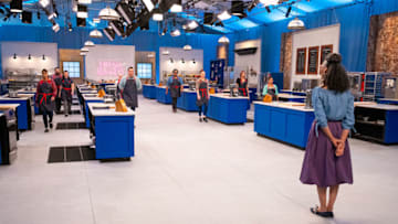 Contestants enter the kitchen where Host Carla Hall will present the next challenge, as seen on Best Baker in America, Season 4. Photo courtesy Food Network