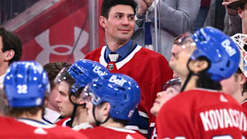 MONTREAL, CANADA - APRIL 13: Goaltender Carey Price #31 of the Montreal Canadiens joins his teammates after their last game of the season at Centre Bell on April 13, 2023 in Montreal, Quebec, Canada. The Boston Bruins defeated the Montreal Canadiens 5-4. (Photo by Minas Panagiotakis/Getty Images)