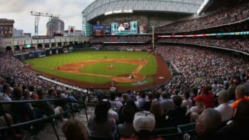 Apr 6, 2015; Houston, TX, USA; General view of Minute Maid Park during the game between the Houston Astros and the Cleveland Indians. Mandatory Credit: Troy Taormina-USA TODAY Sports