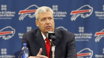 Jan 14, 2015; Orchard Park, NY, USA; Buffalo Bills head coach Rex Ryan speaks during a press conference at ADPRO Sports Training Center. Mandatory Credit: Kevin Hoffman-USA TODAY Sports