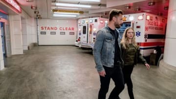 CHICAGO P.D. -- "Endings" Episode 603 -- Pictured: (l-r) Patrick John Flueger as Adam Ruzek, Tracy Spiridakos as Hailey Upton -- (Photo by: Matt Dinerstein/NBC)