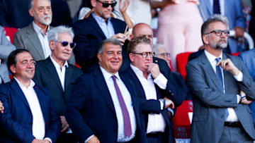 BARCELONA, SPAIN - AUGUST 8: president Joan Laporta of FC Barcelona during the match between Barcelona v Tottenham Hotspur (Joan Gamper Trophy) at the Lluis Companys Olympic Stadium on August 8, 2023 in Barcelona Spain (Photo by David S. Bustamante/Soccrates/Getty Images)