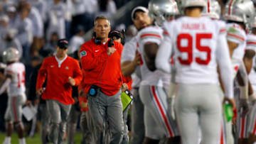 STATE COLLEGE, PA - SEPTEMBER 29: Head coach Urban Meyer of the Ohio State Buckeyes looks on against the Penn State Nittany Lions on September 29, 2018 at Beaver Stadium in State College, Pennsylvania. (Photo by Justin K. Aller/Getty Images)