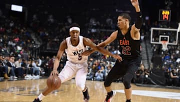 NEW YORK, NY - APRIL 15: West Team MVP Malik Monk (L) (Bentonville, AR) in action during the 15th iteration of the Jordan Brand Classic at Barclays Center on April 15, 2016 in New York City. (Photo by Dave Kotinsky/Getty Images for Jordan Brand )