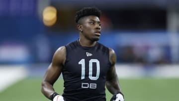 INDIANAPOLIS, IN - MARCH 01: Defensive back Jeff Gladney of TCU looks on during the NFL Combine at Lucas Oil Stadium on February 29, 2020 in Indianapolis, Indiana. (Photo by Joe Robbins/Getty Images)
