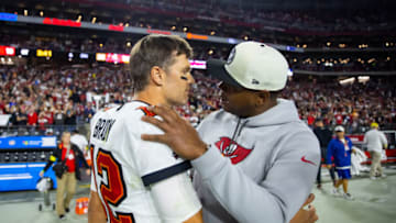 Tom Brady, Byron Leftwich, Tampa Bay Buccaneers Mandatory Credit: Mark J. Rebilas-USA TODAY Sports