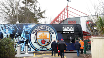 BOURNEMOUTH, ENGLAND - MARCH 02: Manchester City players arrive at the stadium prior to the Premier League match between AFC Bournemouth and Manchester City at Vitality Stadium on March 02, 2019 in Bournemouth, United Kingdom. (Photo by Catherine Ivill/Getty Images)