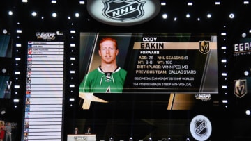 LAS VEGAS, NV - JUNE 21: Cody Eakin is selected by the Las Vegas Golden Knights during the 2017 NHL Awards and Expansion Draft at T-Mobile Arena on June 21, 2017 in Las Vegas, Nevada. (Photo by Ethan Miller/Getty Images)