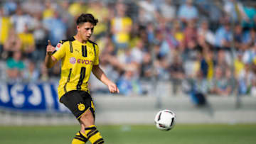 Dario Scuderi of Borussia Dortmund plays with the ball in a test match between TSV 1860 Munich and Borussia Dortmund in the stadium at Grunswalder Strasse in Munich, Germany, 16 July 2016. Photo: Matthias Balk/dpa | usage worldwide (Photo by Matthias Balk/picture alliance via Getty Images)