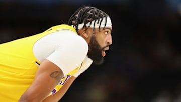 PHOENIX, ARIZONA - OCTOBER 06: Anthony Davis #3 of the Los Angeles Lakers during the NBA preseason game at Footprint Center on October 06, 2021 in Phoenix, Arizona. The Suns defeated the Lakers 117-105. NOTE TO USER: User expressly acknowledges and agrees that, by downloading and or using this photograph, User is consenting to the terms and conditions of the Getty Images License Agreement. (Photo by Christian Petersen/Getty Images)