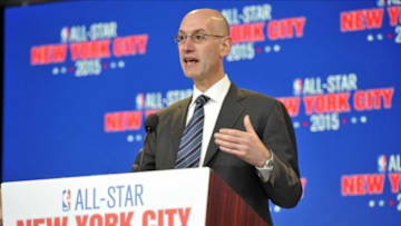 Sep 25, 2013; New York, NY, USA; NBA deputy commissioner Adam Silver speaks during a press conference to announce the 2015 NBA All-Star weekend in New York City at Industria Superstudio. The skill competition will be held at the Barclays Center and the All-Star game will be held at Madison Square Garden. Mandatory Credit: Joe Camporeale-USA TODAY Sports