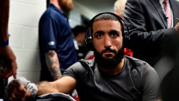 UTICA, NY - JUNE 01: Belal Muhammad gets his hands wrapped backstage during the UFC Fight Night event at the Adirondack Bank Center on June 1, 2018 in Utica, New York. (Photo by Mike Roach/Zuffa LLC/Zuffa LLC via Getty Images)