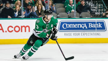 DALLAS, TX - JANUARY 19: Dallas Stars defenseman John Klingberg (3) skates up the ice during the game between the Dallas Stars and the Winnipeg Jets on January 19, 2019 at the American Airlines Center in Dallas, Texas. (Photo by Matthew Pearce/Icon Sportswire via Getty Images)