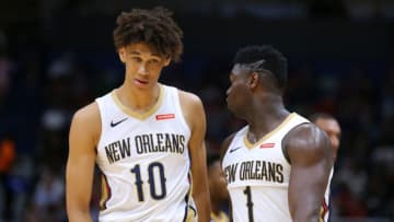 Zion Williamson #1 of the New Orleans Pelicans and Jaxson Hayes: (Photo by Jonathan Bachman/Getty Images)