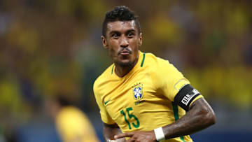 BELO HORIZONTE, BRAZIL - NOVEMBER 10: Paulinho of Brazil celebrates a scored goal during a match between Brazil and Argentina as part of 2018 FIFA World Cup Russia Qualifier at Mineirao stadium on November 10, 2016 in Belo Horizonte, Brazil. (Photo by Buda Mendes/Getty Images)