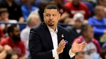 GREENSBORO, NORTH CAROLINA - MARCH 11: Head coach Jeff Capel of the Pittsburgh Panthers reacts following a play against the North Carolina State Wolfpack during their game in the second round of the 2020 Men's ACC Basketball Tournament at Greensboro Coliseum on March 11, 2020 in Greensboro, North Carolina. (Photo by Jared C. Tilton/Getty Images)