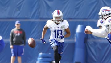 Jun 14, 2016; Orchard Park, NY, USA; Buffalo Bills wide receiver Kolby Listenbee (18) runs in the backfield during mini-camp at the ADPRO Sports Training Center. Mandatory Credit: Kevin Hoffman-USA TODAY Sports