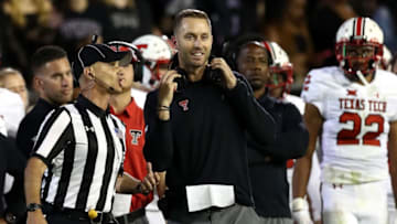 FORT WORTH, TX - OCTOBER 11: Head coach Kliff Kingsbury of the Texas Tech Red Raiders at Amon G. Carter Stadium on October 11, 2018 in Fort Worth, Texas. (Photo by Ronald Martinez/Getty Images)