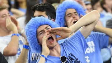Apr 4, 2016; Houston, TX, USA; North Carolina Tar Heels fans cheer before the championship game of the 2016 NCAA Men