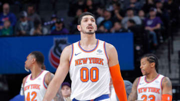 SACRAMENTO, CA - MARCH 4: Enes Kanter #00 of the New York Knicks looks on during the game against the Sacramento Kings on March 4, 2018 at Golden 1 Center in Sacramento, California. NOTE TO USER: User expressly acknowledges and agrees that, by downloading and or using this photograph, User is consenting to the terms and conditions of the Getty Images Agreement. Mandatory Copyright Notice: Copyright 2018 NBAE (Photo by Rocky Widner/NBAE via Getty Images)