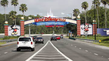 LAKE BUENA VISTA, FL - JULY 11: A view of the Walt Disney World theme park entrance on July 11, 2020 in Lake Buena Vista, Florida. The theme park reopened despite a surge in new COVID-19 infections throughout Florida, including the central part of the state where Orlando is located. (Photo by Octavio Jones/Getty Images)