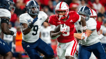 Nebraska football running back Ajay Allen (9) runs with the ball against Georgia Southern Eagles (Dylan Widger-USA TODAY Sports)