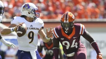 BLACKSBURG, VA - SEPTEMBER 24: Quarterback Philip Nelson #9 (Photo by Michael Shroyer/Getty Images)