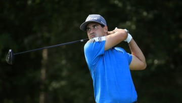 PUNTA CANA, DOMINICAN REPUBLIC - SEPTEMBER 24: Dominic Bozzelli plays his shot from the 15th tee during the first round of the Corales Puntacana Resort & Club Championship on September 24, 2020 in Punta Cana, Dominican Republic. (Photo by Andy Lyons/Getty Images)