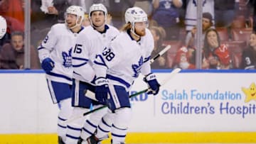 William Nylander #88 of the Toronto Maple Leafs celebrates after scoring a goal against the Florida Panthers during the third period at BB&T Center. (Photo by Michael Reaves/Getty Images)