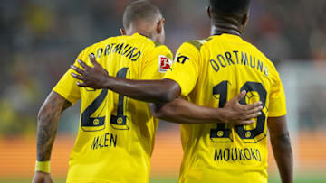 Borussia Dortmund forwards Youssoufa Moukoko and Donyell Malen (Credit: Ray Acevedo-USA TODAY Sports)