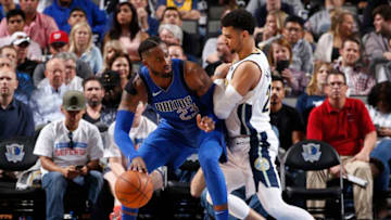 DALLAS, TX - DECEMBER 4: Wesley Matthews #23 of the Dallas Mavericks handles the ball against the Denver Nuggets on December 4, 2017 at the American Airlines Center in Dallas, Texas. NOTE TO USER: User expressly acknowledges and agrees that, by downloading and or using this photograph, User is consenting to the terms and conditions of the Getty Images License Agreement. Mandatory Copyright Notice: Copyright 2017 NBAE (Photo by Glenn James/NBAE via Getty Images)