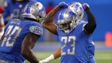 DETROIT, MI - SEPTEMBER 10: Darius Slay #23 of the Detroit Lions reacts to a fourth quarter pass breakup while playing the Arizona Cardinals at Ford Field on September 10, 2017 in Detroit, Michigan. (Photo by Gregory Shamus/Getty Images)